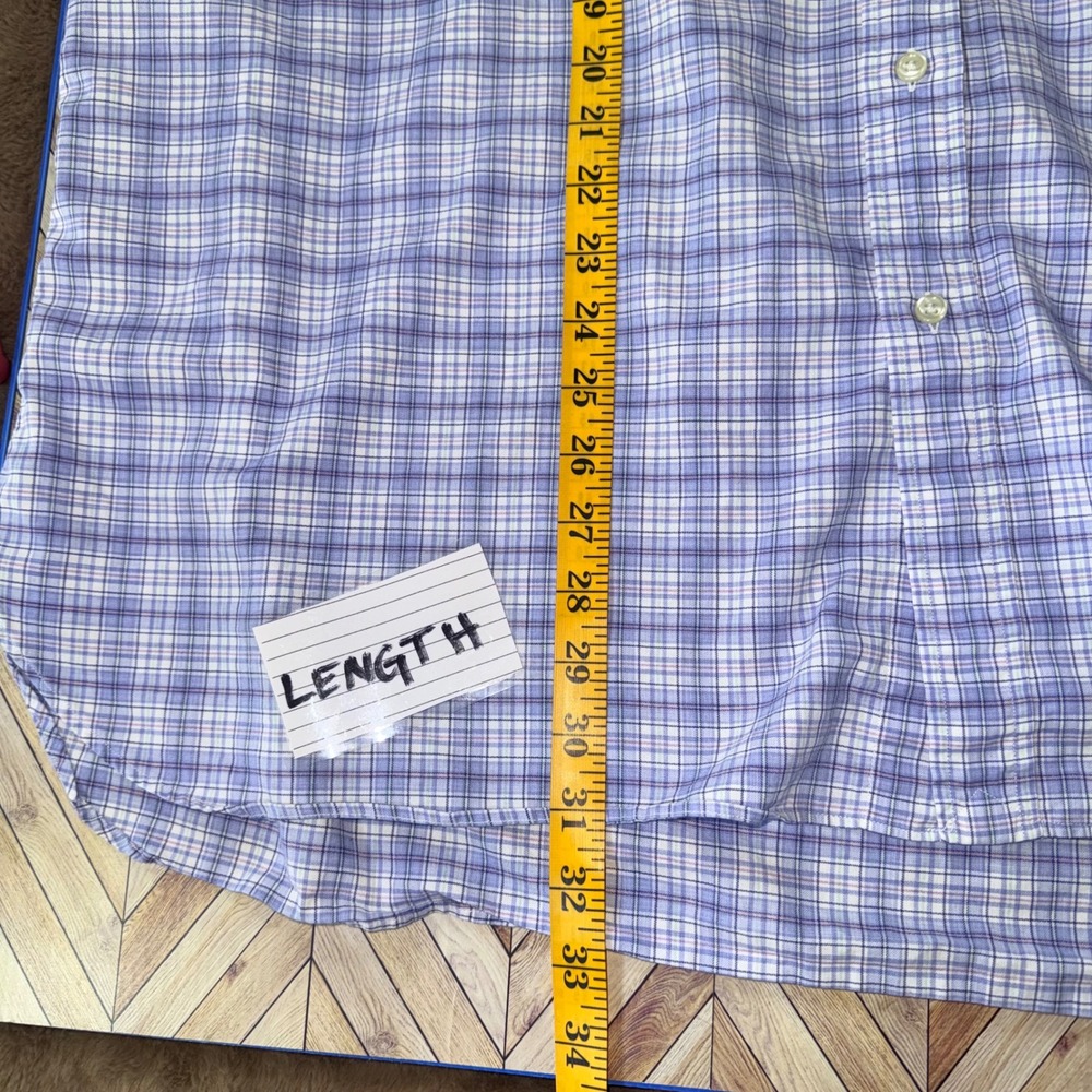 Ralph Lauren Plaid Button Down Shirt Mens XXL Blue White Long Sleeve Cotton Logo - Picture 11 of 14